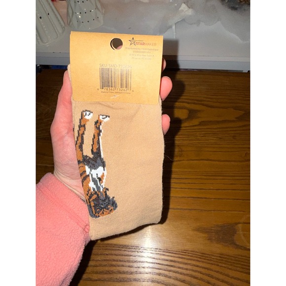 Socks By Lucy Boxer Dog Novelty Crew Socks Women Size 10 13 Tan - Picture 3 of 3